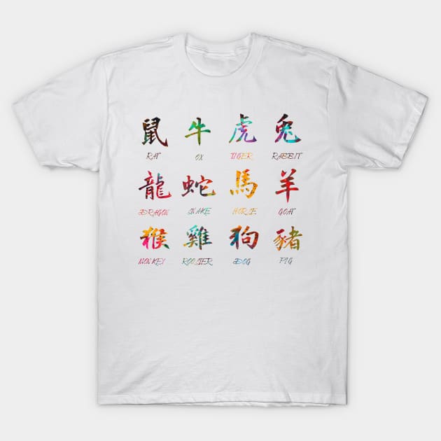 Zodiac symbols T-Shirt by erzebeth